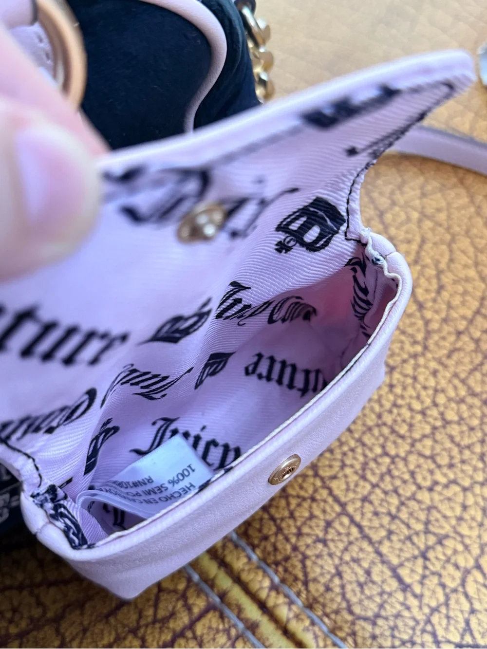 Juicy Couture New Love Chapter Satchel Black Liquorice Velour Gold Handbag